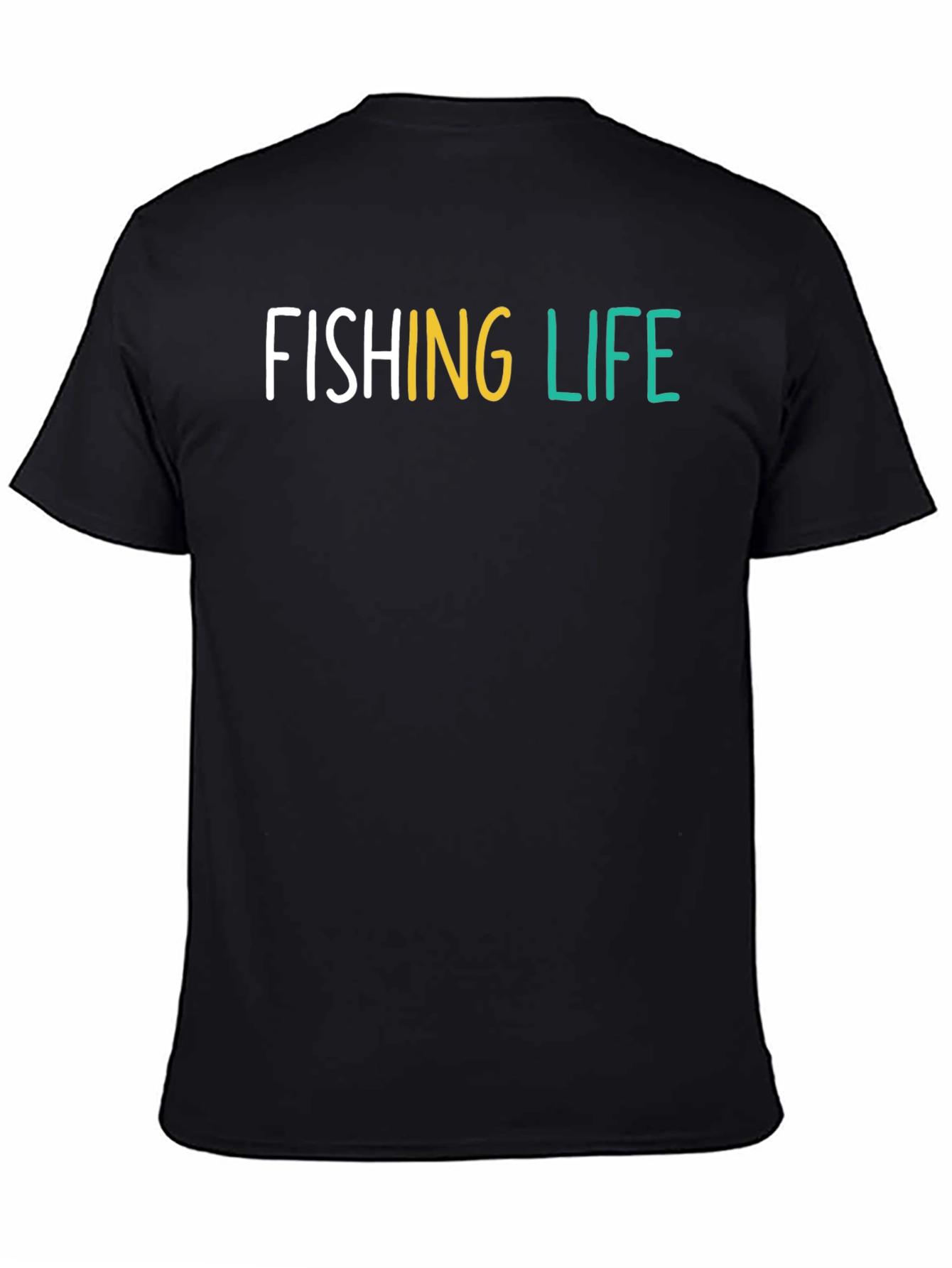 Fishing Life Graphic Tee - Black Cotton T-Shirt