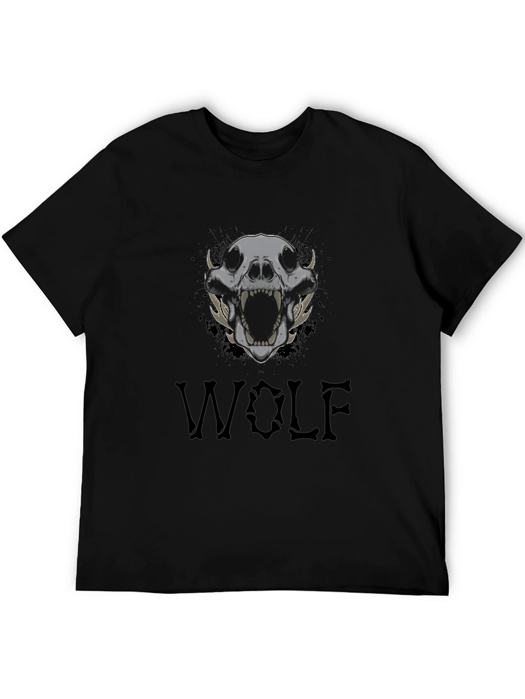 Wolf Skull Graphic Tee - Mens Black T-Shirt