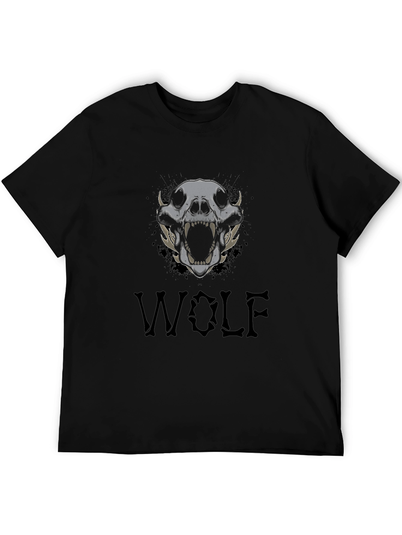 Wolf Skull Graphic Tee - Mens Black T-Shirt
