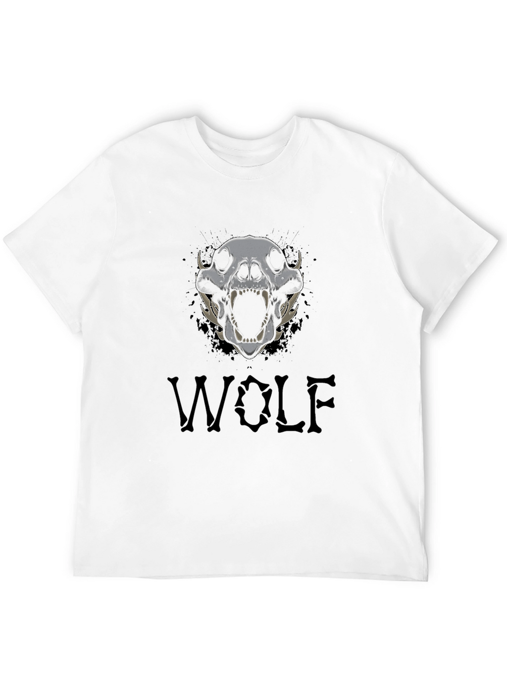Wolf Skull Graphic Tee - Mens Black T-Shirt