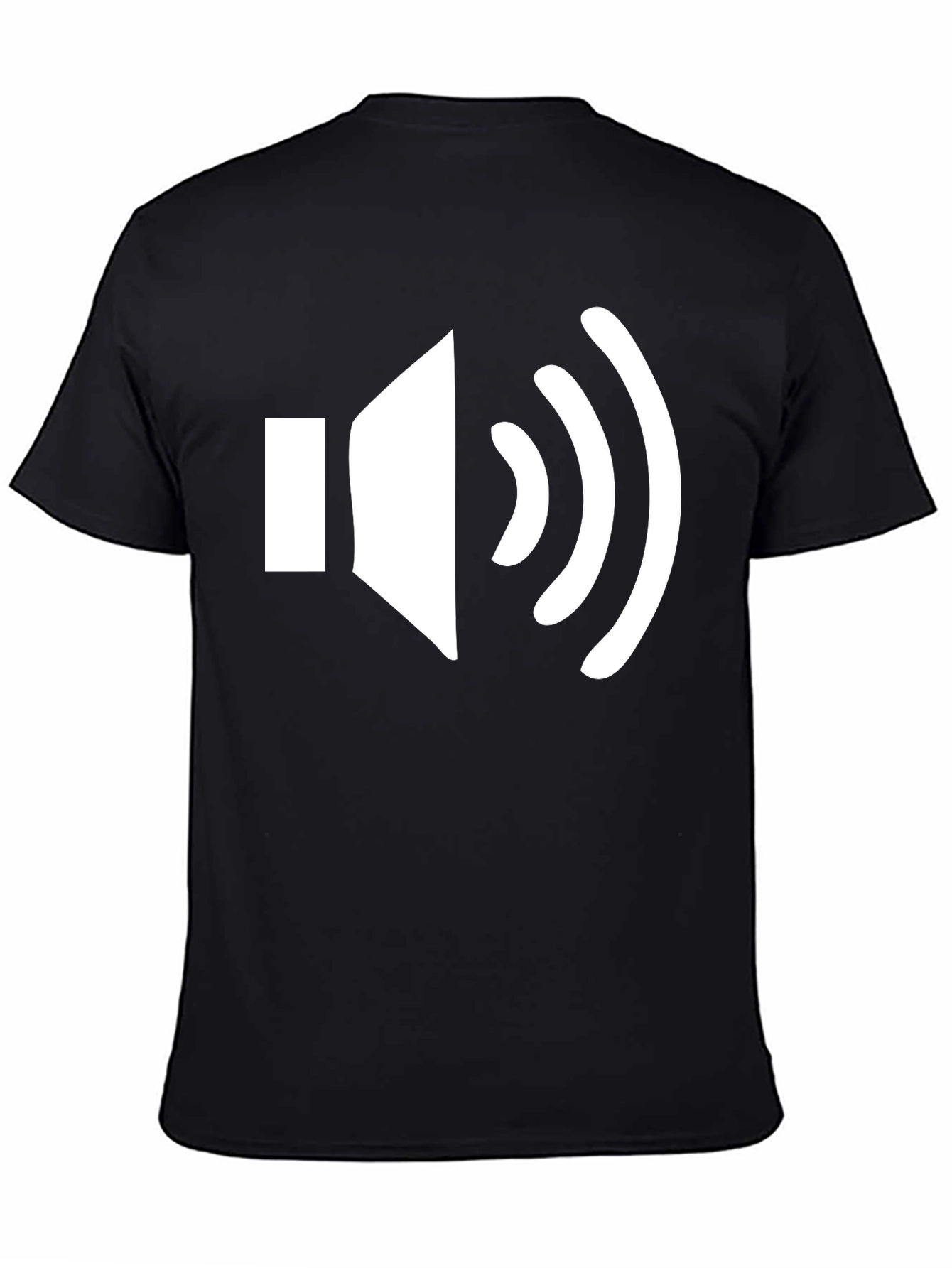 Black T-Shirt with White Speaker Graphic