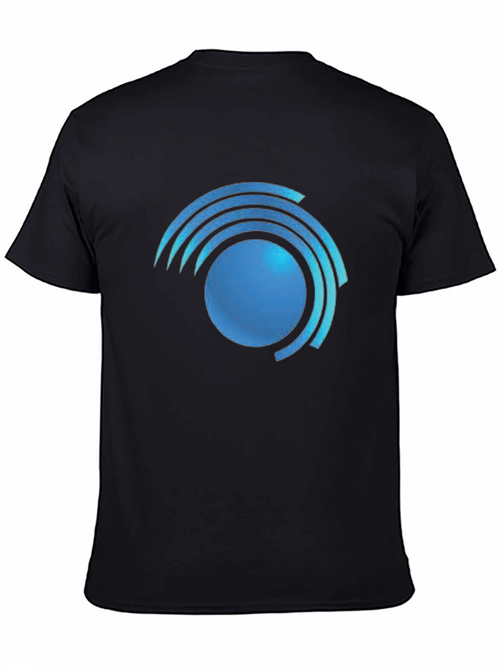 Modern Blue Swirl Graphic Black T-Shirt