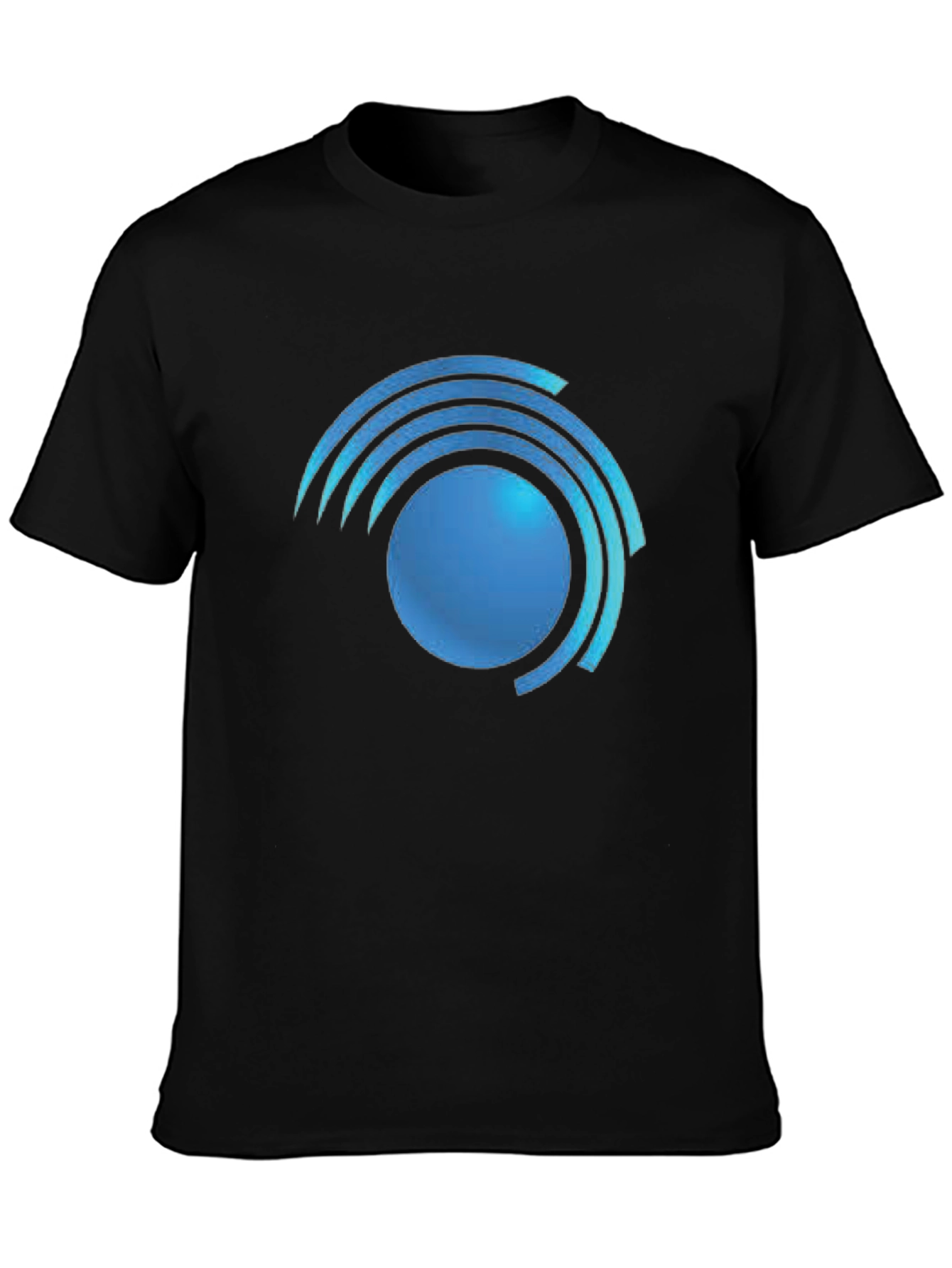 Modern Blue Swirl Graphic Black T-Shirt