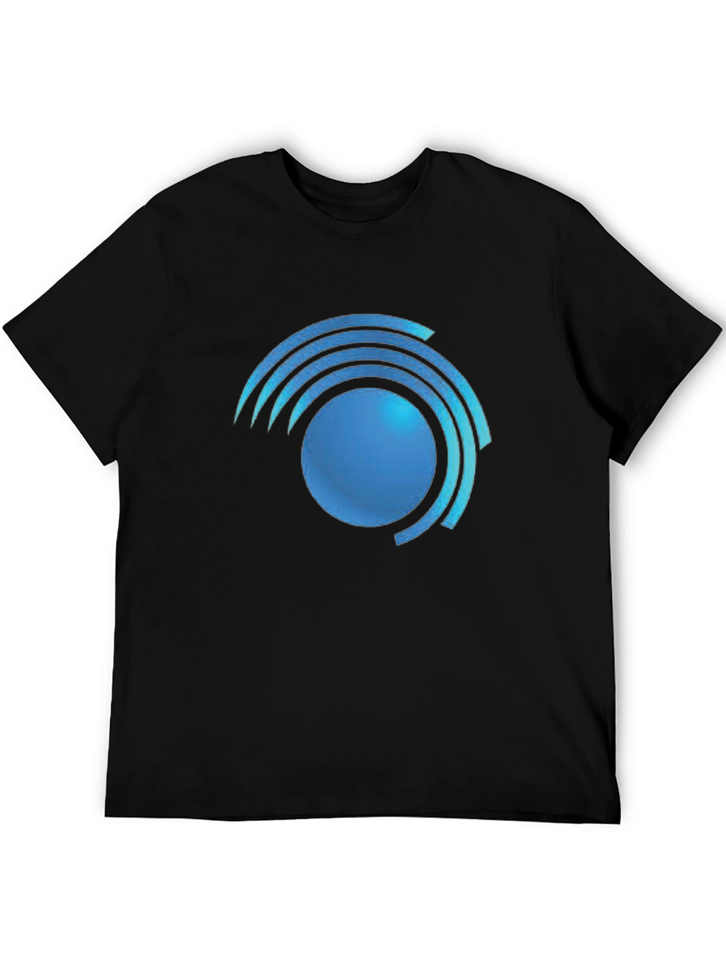 Modern Blue Swirl Graphic Black T-Shirt