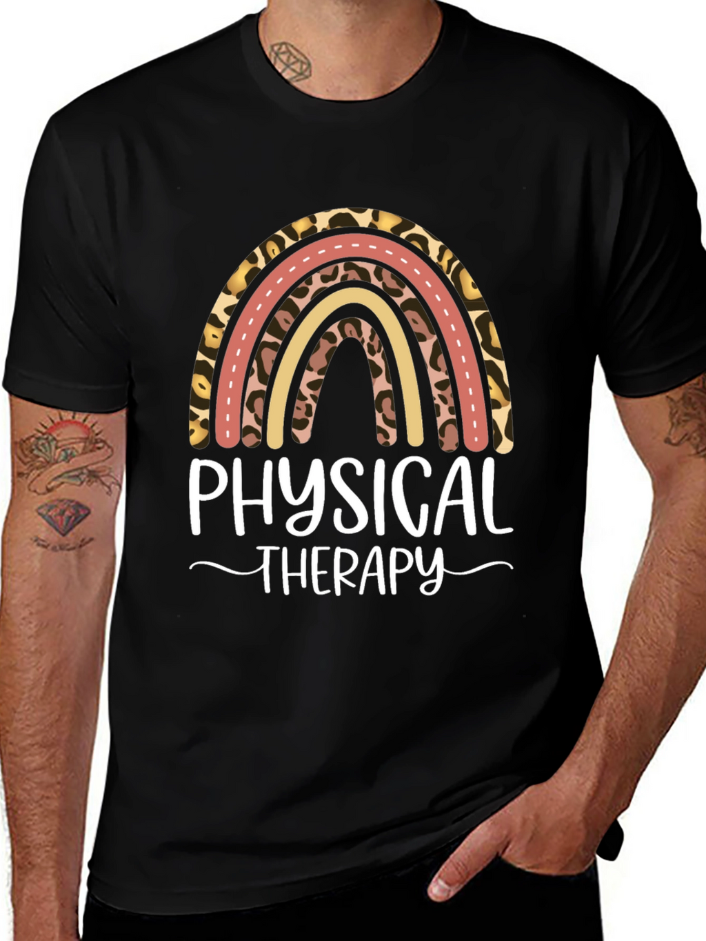 Physical Therapy Leopard Rainbow T-Shirt