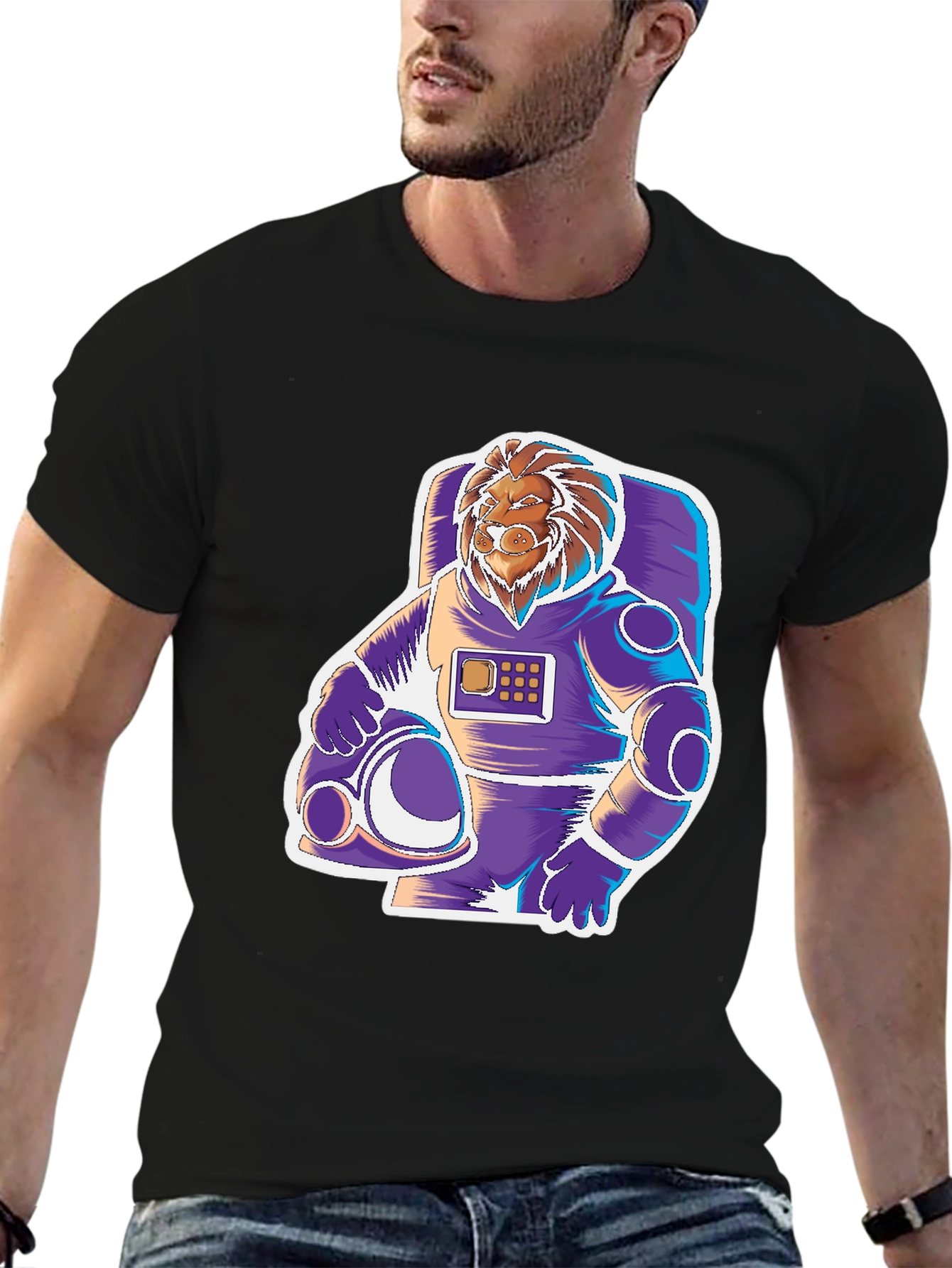 Lion Astronaut Graphic Tee - Space Explorer