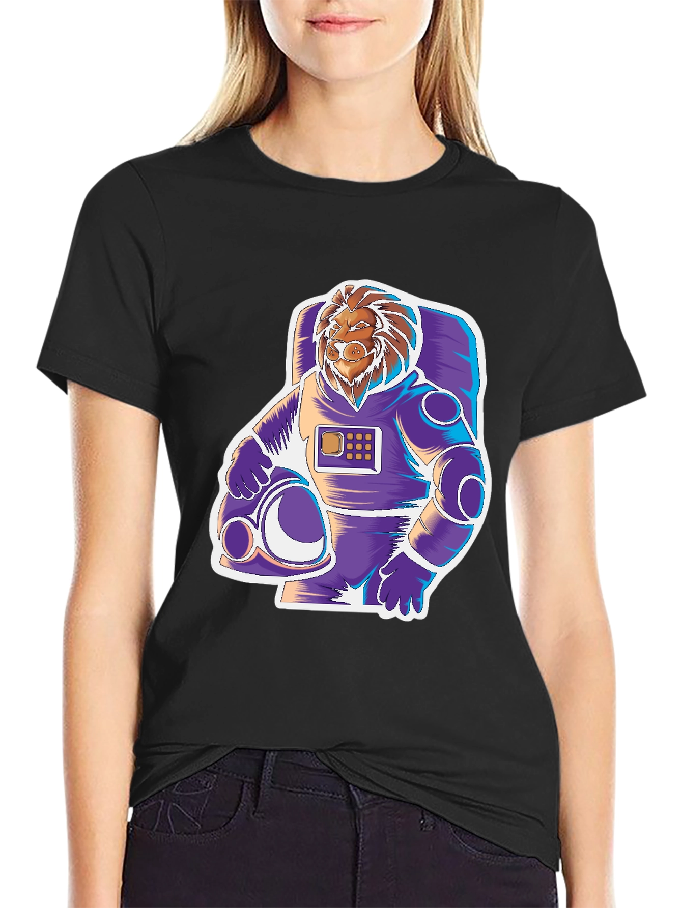 Lion Astronaut Graphic Tee - Space Explorer
