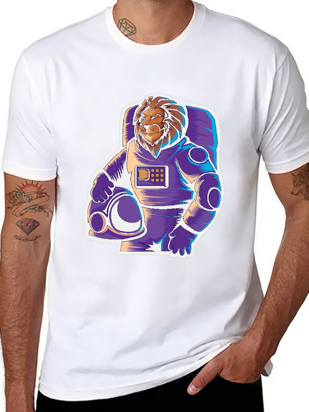 Lion Astronaut Graphic Tee - Space Explorer