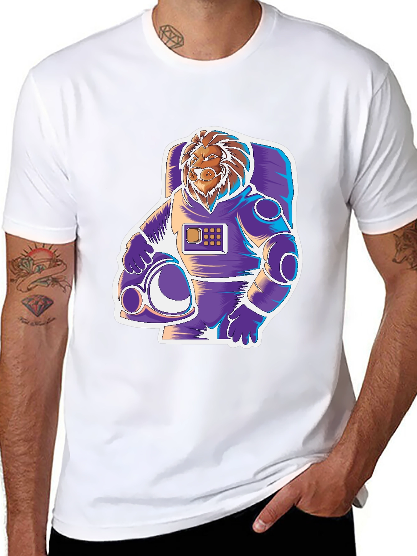 Lion Astronaut Graphic Tee - Space Explorer