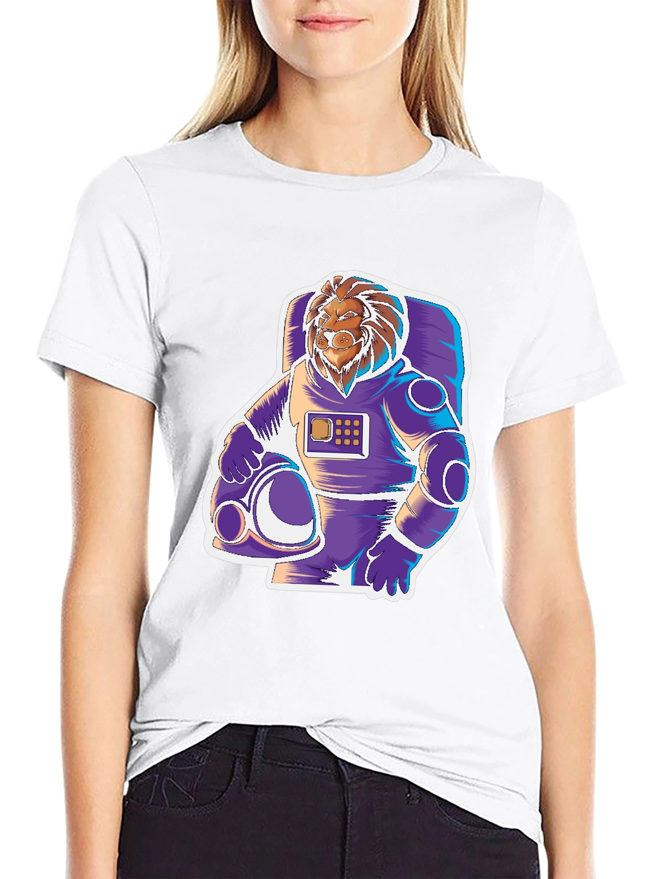 Lion Astronaut Graphic Tee - Space Explorer