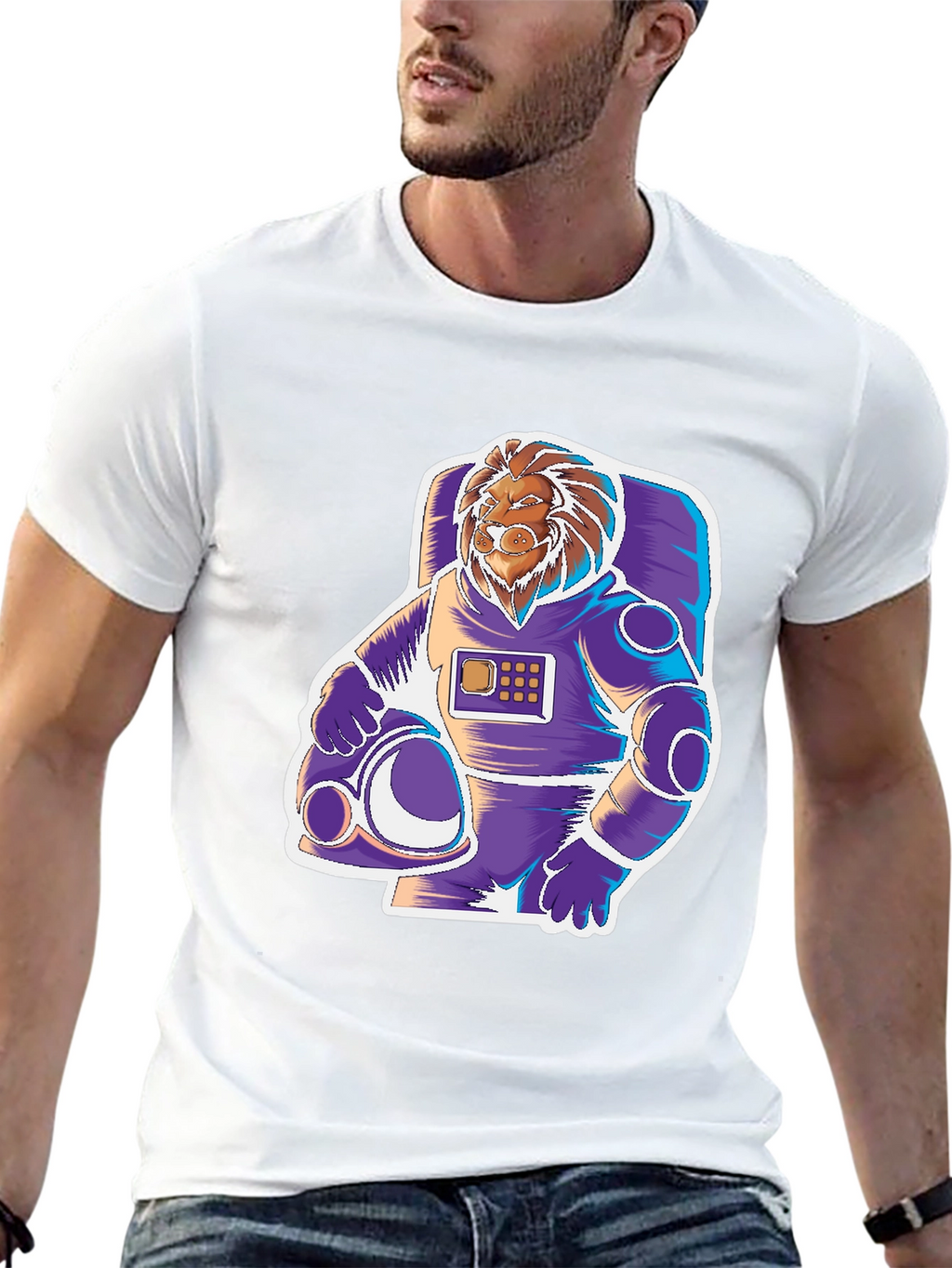 Lion Astronaut Graphic Tee - Space Explorer
