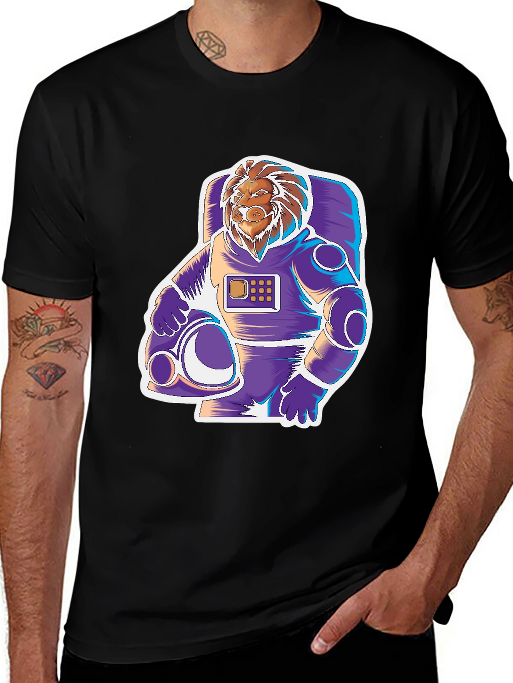 Lion Astronaut Graphic Tee - Space Explorer
