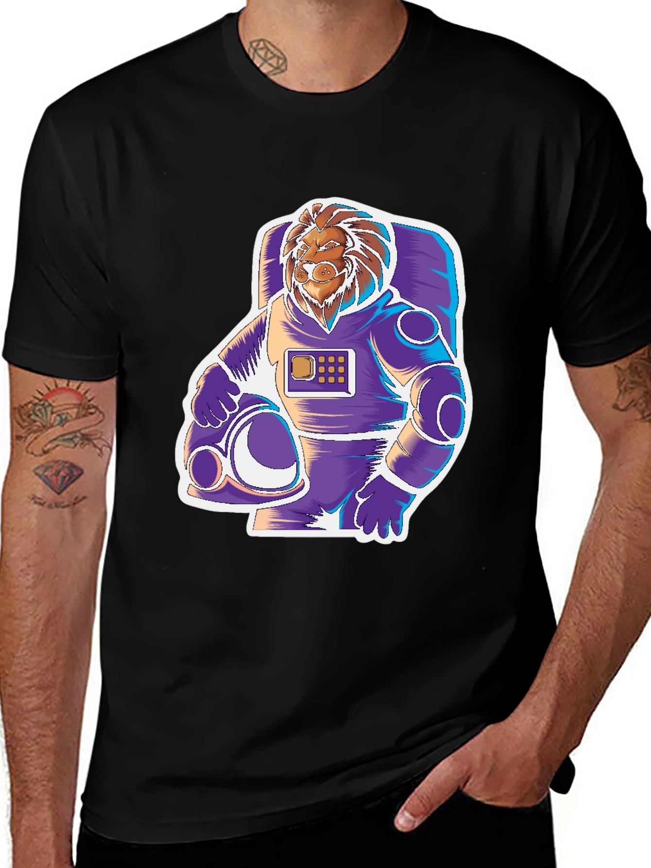 Lion Astronaut Graphic Tee - Space Explorer