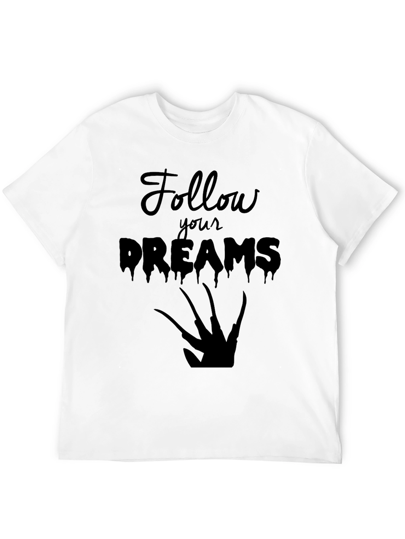 Follow Your Dreams Graphic Tee - Black Cotton T-Shirt