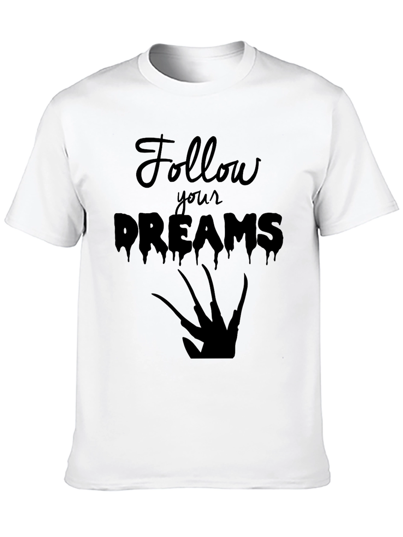 Follow Your Dreams Graphic Tee - Black Cotton T-Shirt