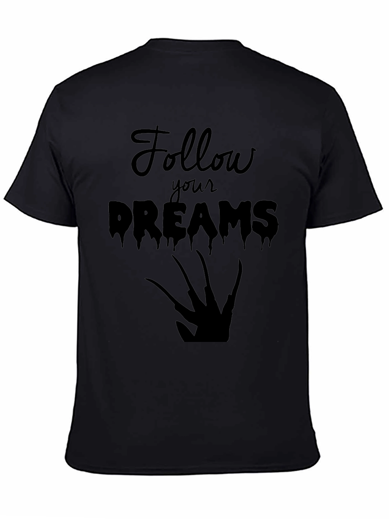 Follow Your Dreams Graphic Tee - Black Cotton T-Shirt