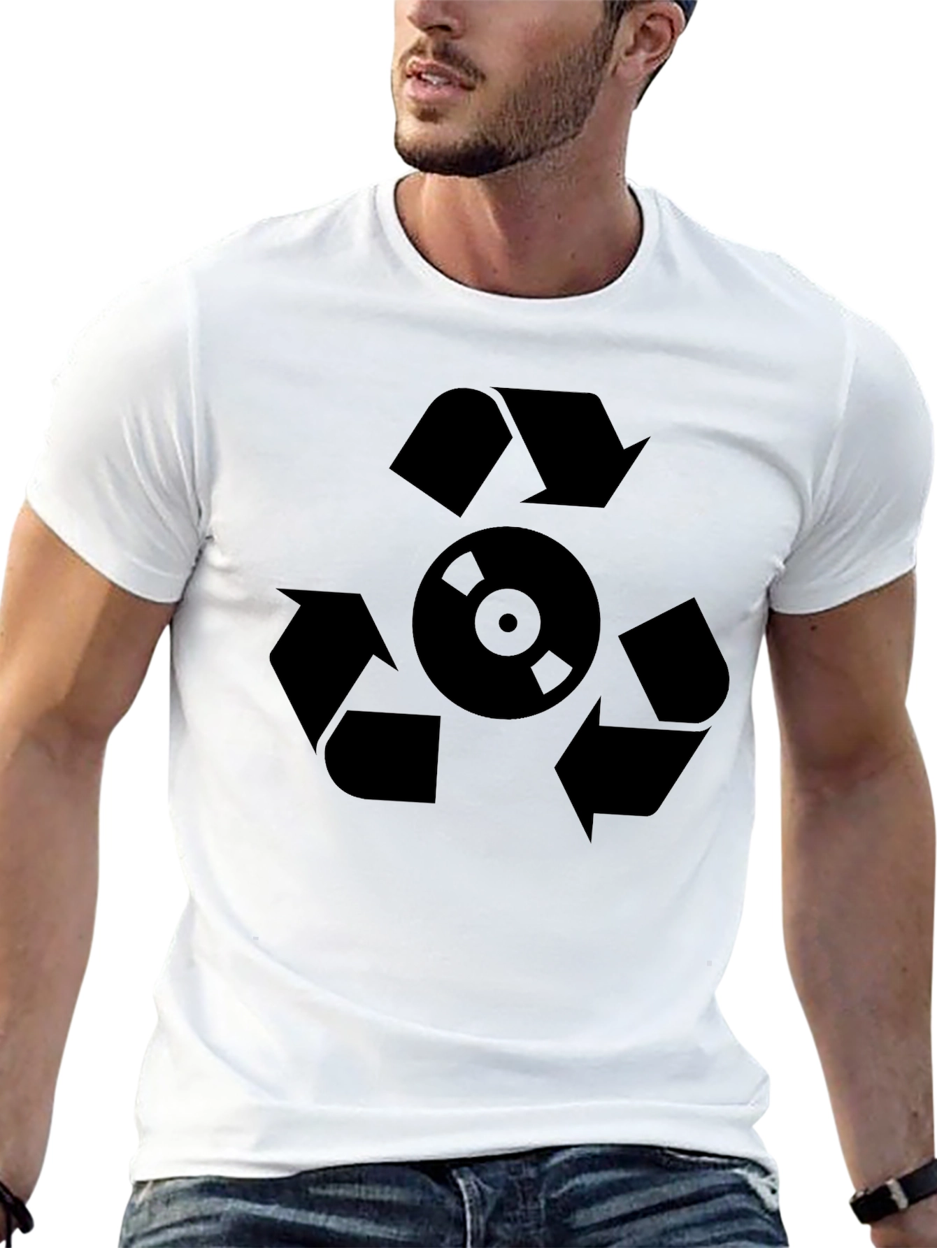 Recycle Music Graphic Black T-Shirt