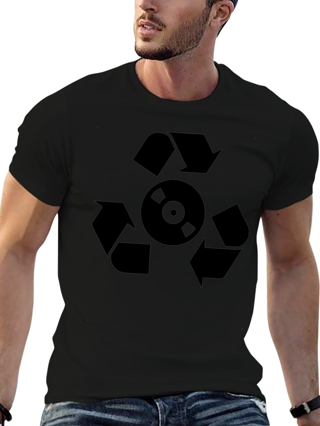 Recycle Music Graphic Black T-Shirt