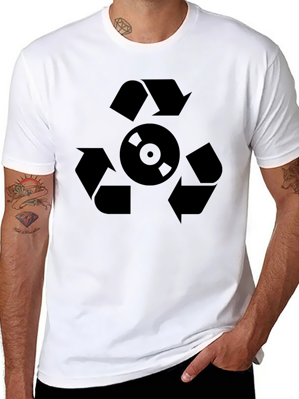 Recycle Music Graphic Black T-Shirt