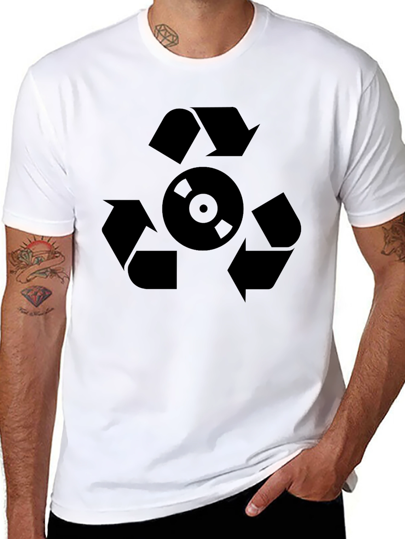 Recycle Music Graphic Black T-Shirt