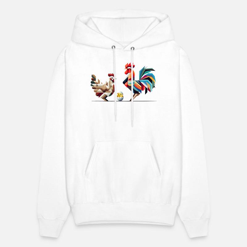 Rooster, Hen, and Chick – Geometric Easter Motif