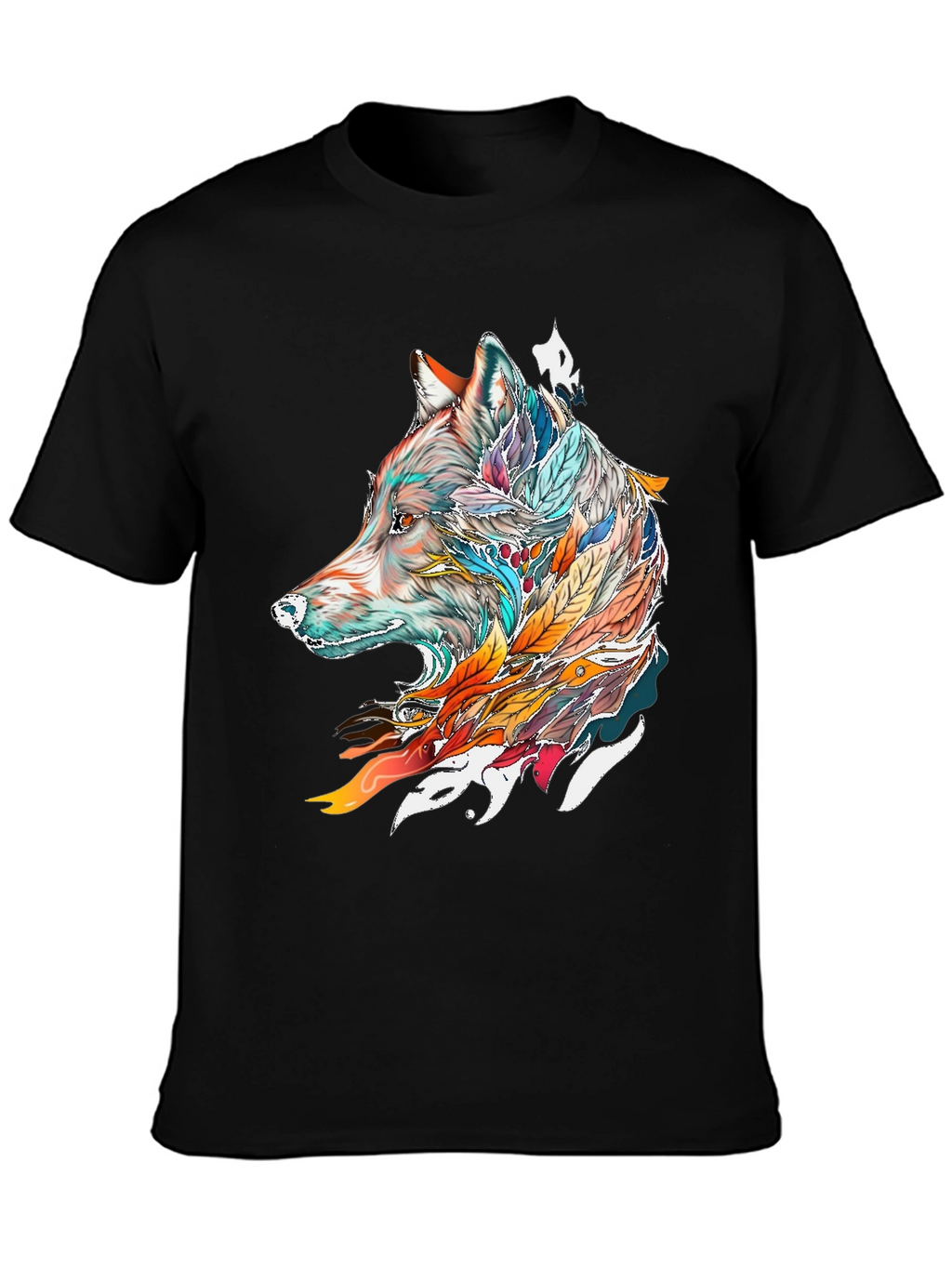 Wolf Feather Graphic Tee - Mens Black T-Shirt