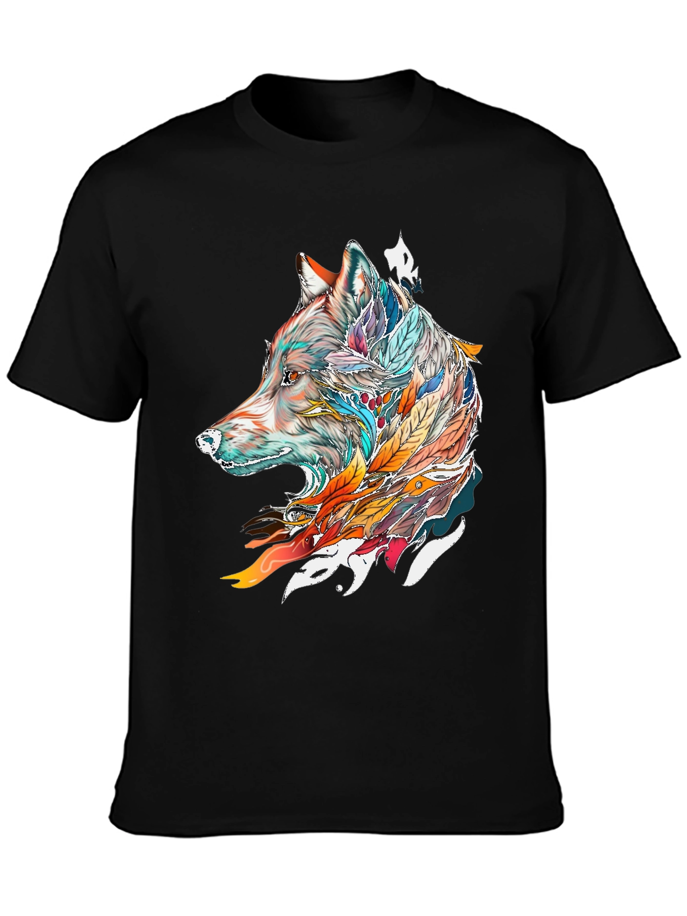 Wolf Feather Graphic Tee - Mens Black T-Shirt