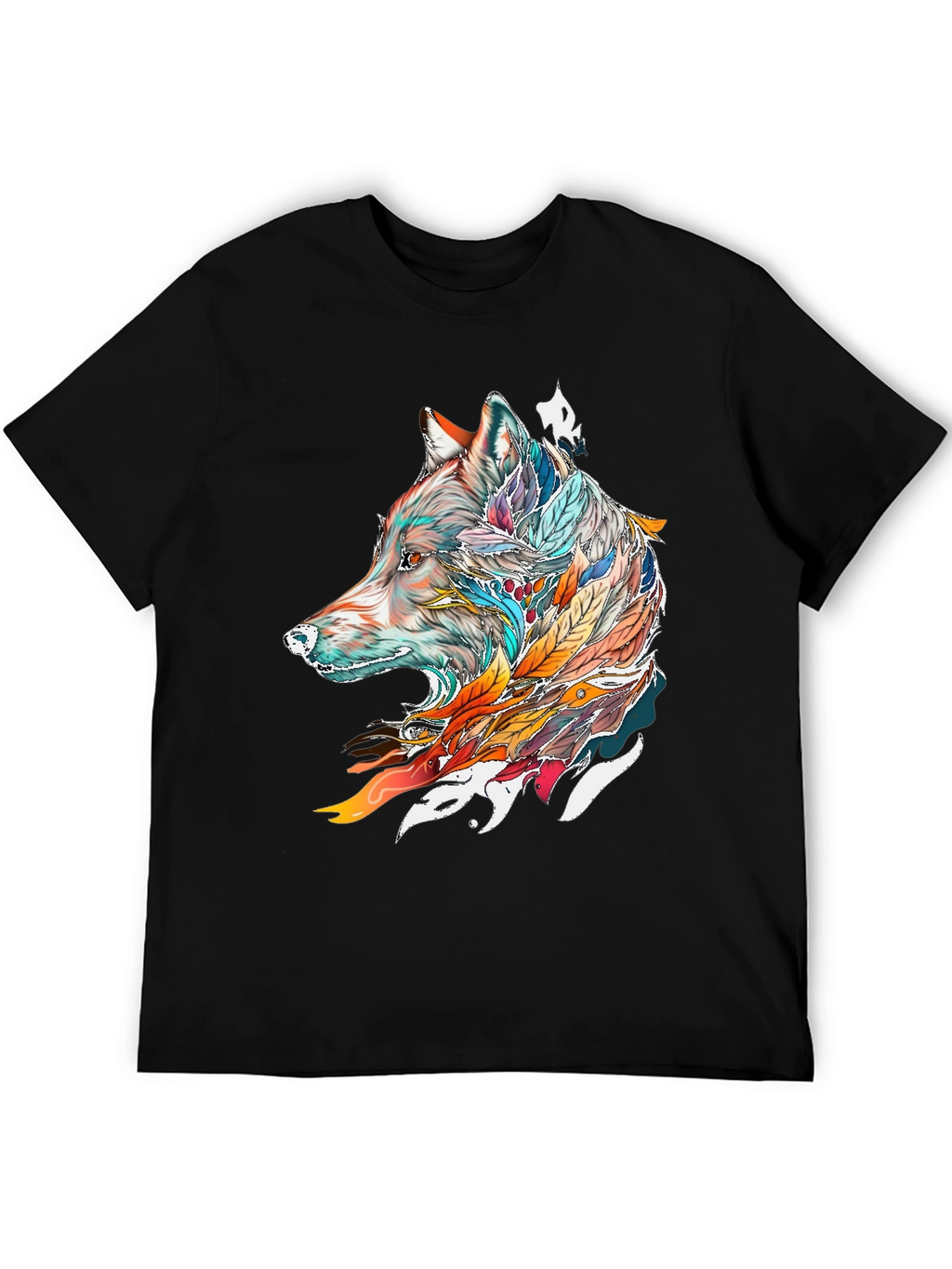 Wolf Feather Graphic Tee - Mens Black T-Shirt