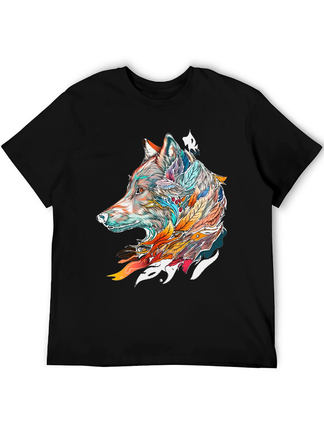 Wolf Feather Graphic Tee - Mens Black T-Shirt
