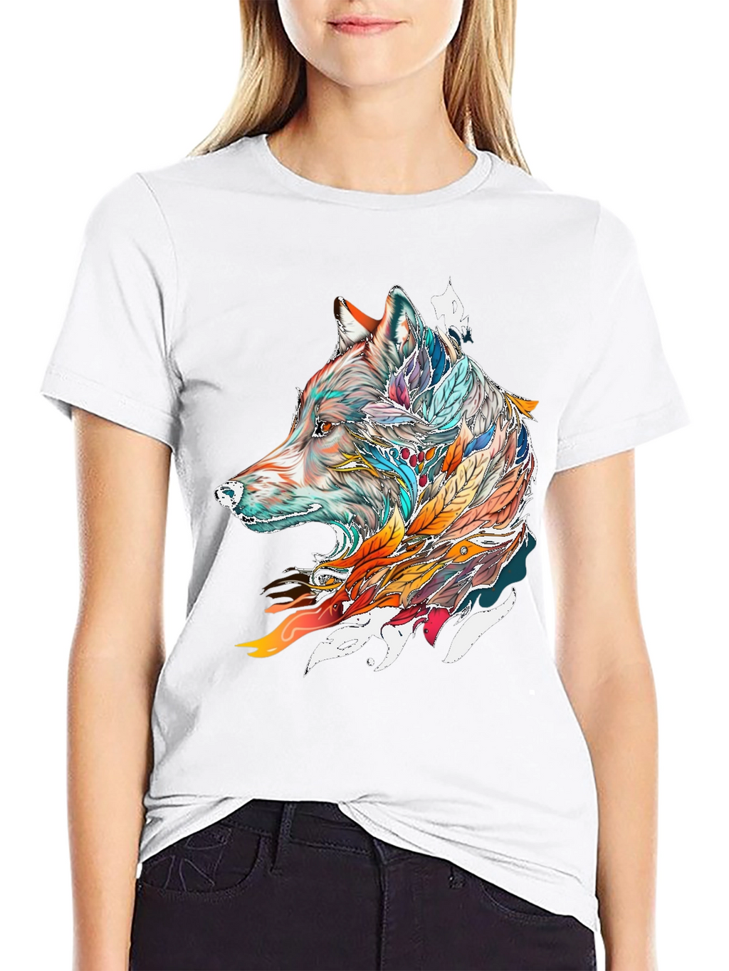 Wolf Feather Graphic Tee - Mens Black T-Shirt