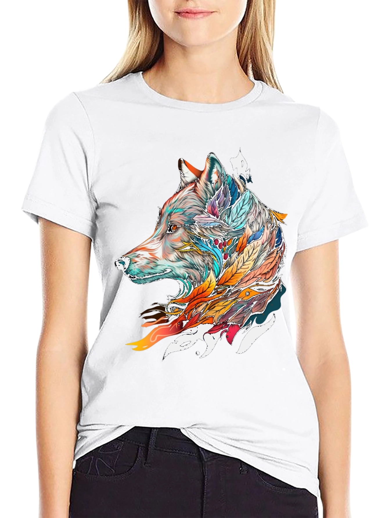 Wolf Feather Graphic Tee - Mens Black T-Shirt