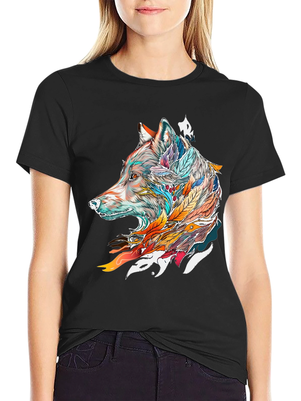 Wolf Feather Graphic Tee - Mens Black T-Shirt