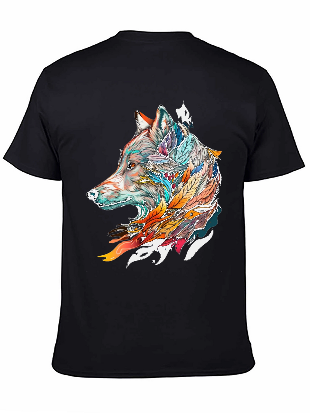 Wolf Feather Graphic Tee - Mens Black T-Shirt