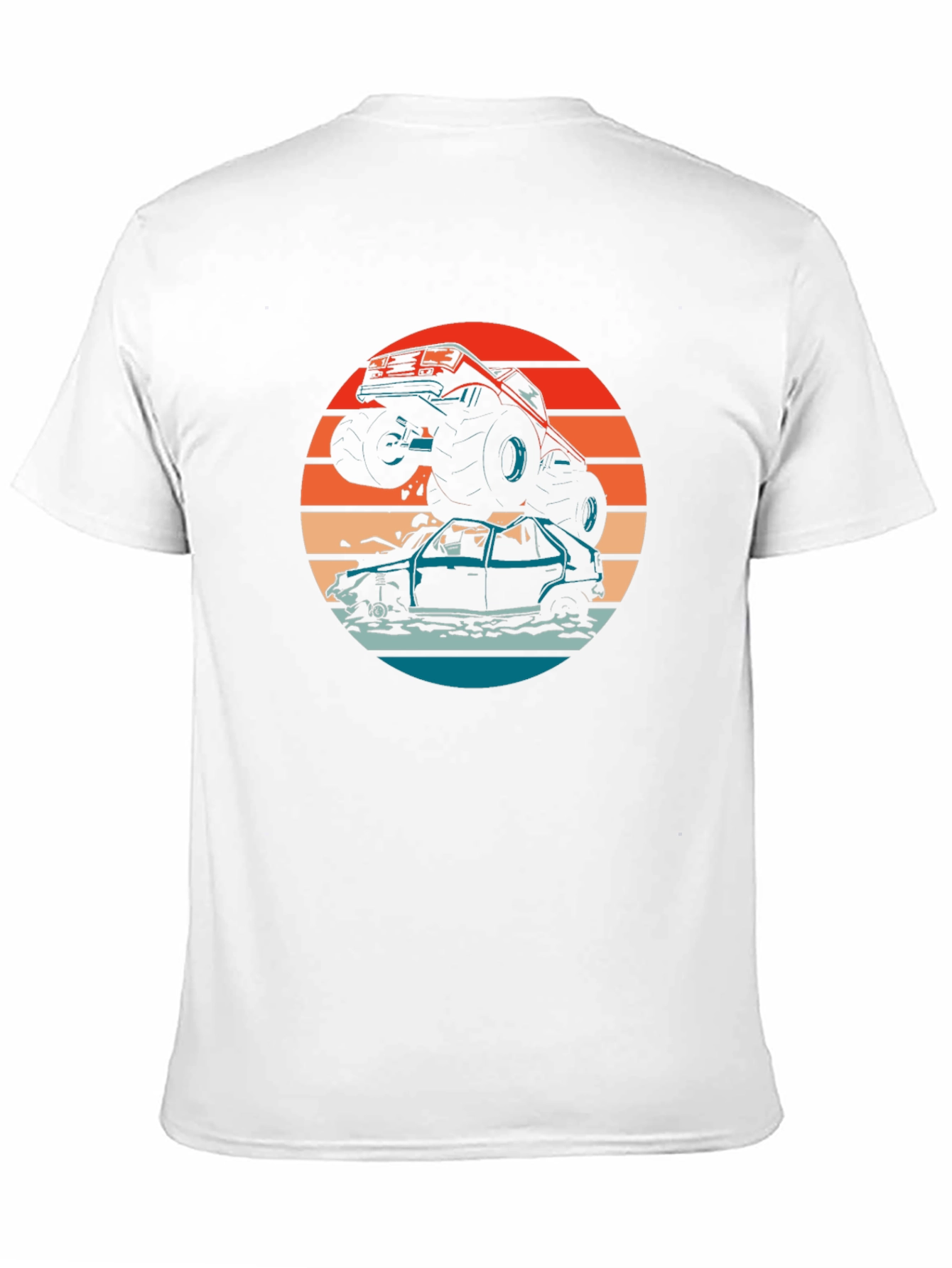 Monster Truck T-Shirt - Crushing Cars at Sunset
