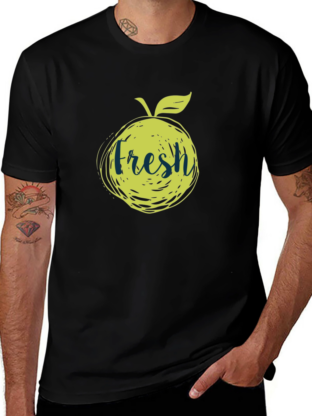Fresh Fruit Graphic Tee - Stylish Black T-Shirt