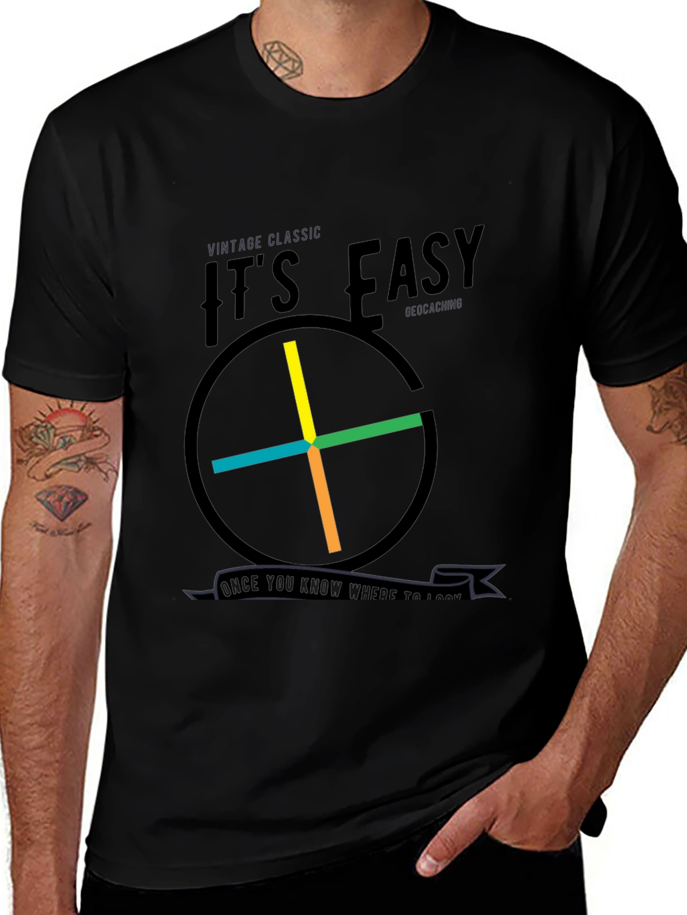 Geocaching Its Easy T-Shirt: Vintage Classic Design