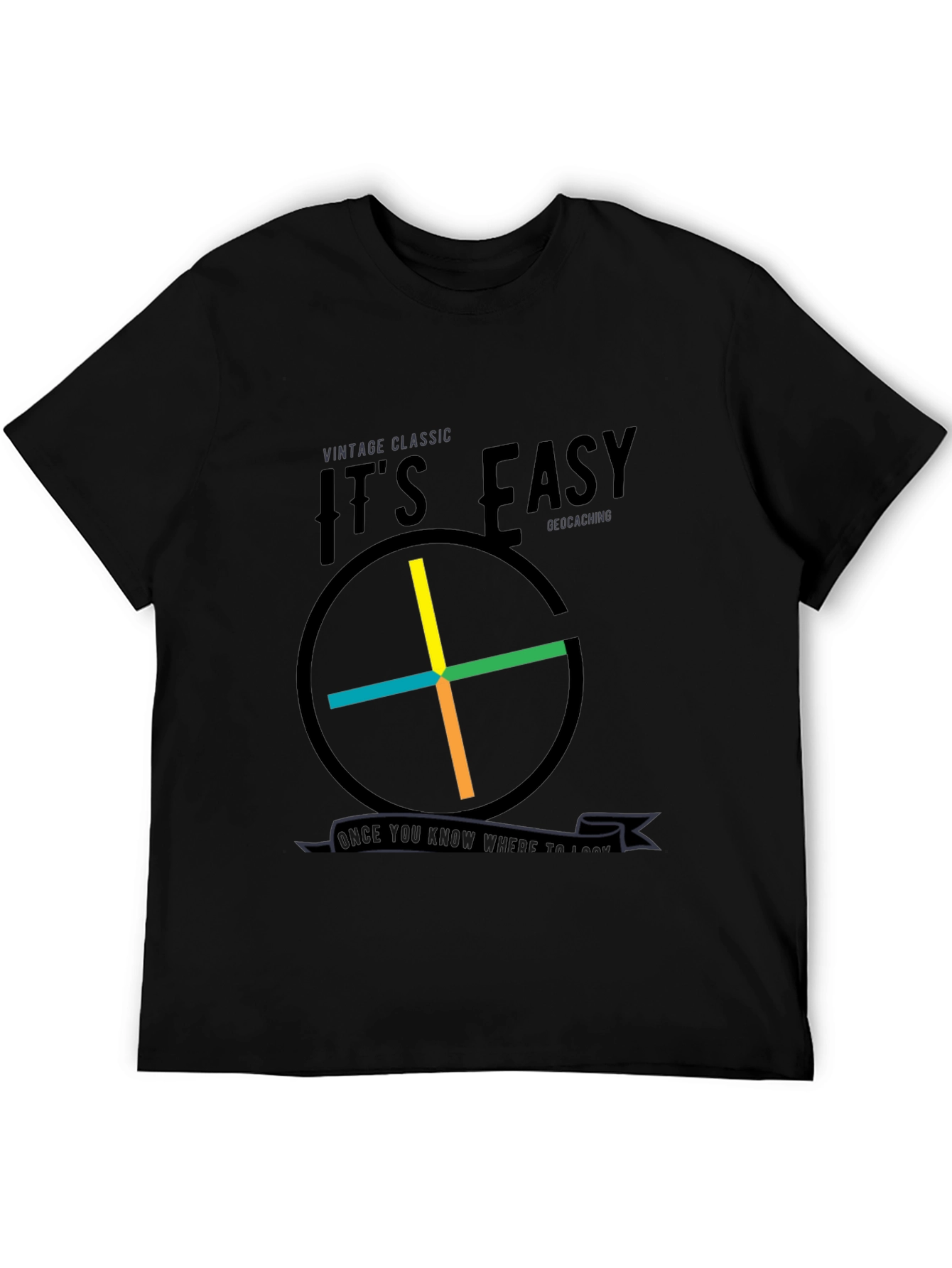 Geocaching Its Easy T-Shirt: Vintage Classic Design