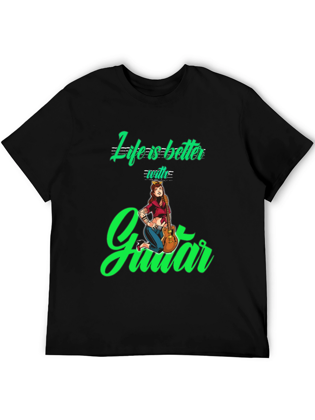 Life is Better with Guitar Black T-Shirt
