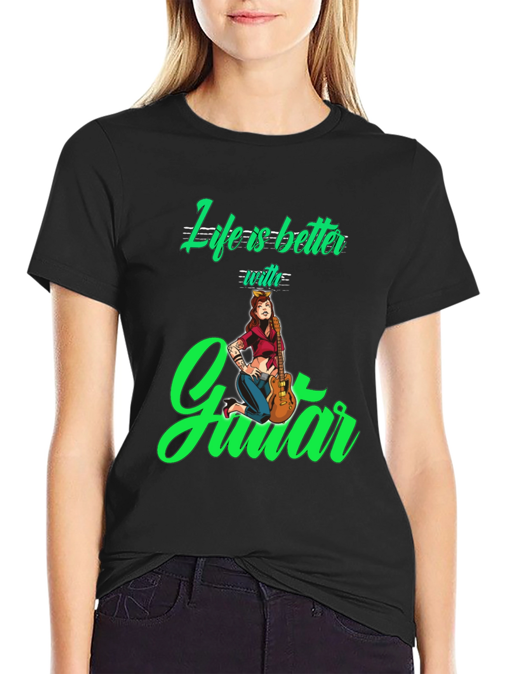 Life is Better with Guitar Black T-Shirt