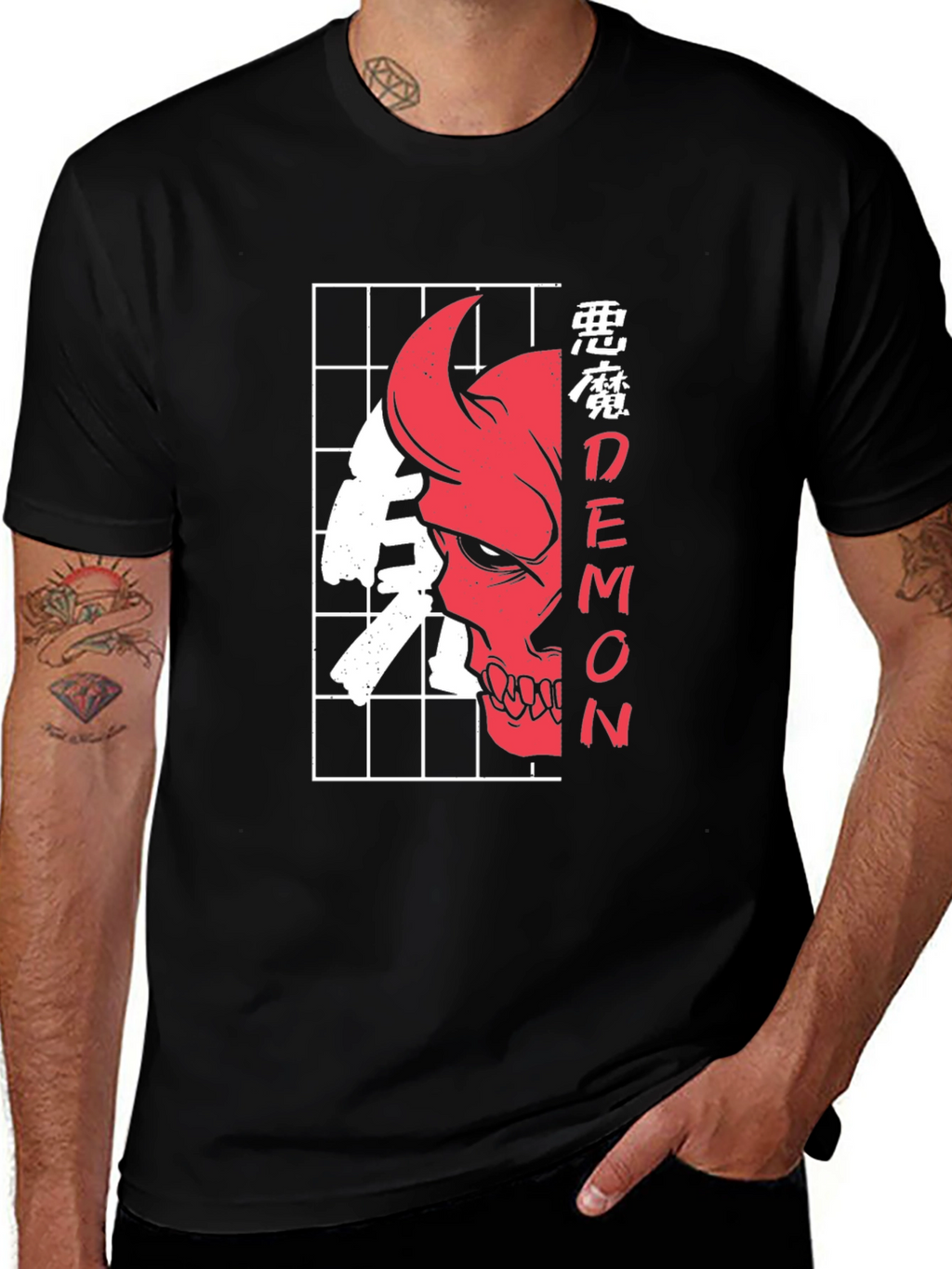 Demon Skull Graphic Tee - Urban Style Black T-Shirt