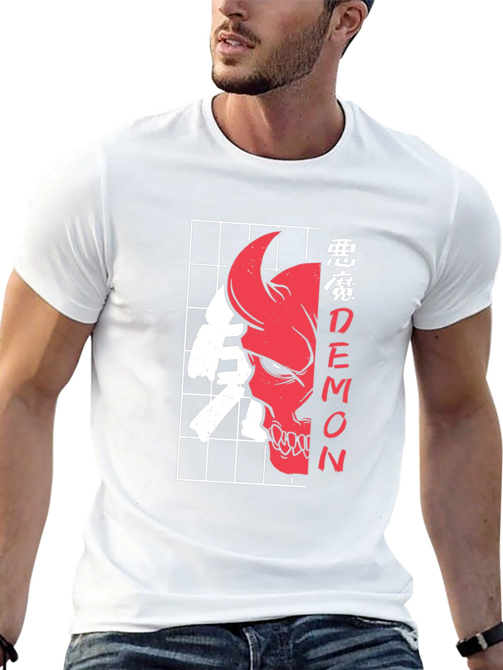Demon Skull Graphic Tee - Urban Style Black T-Shirt