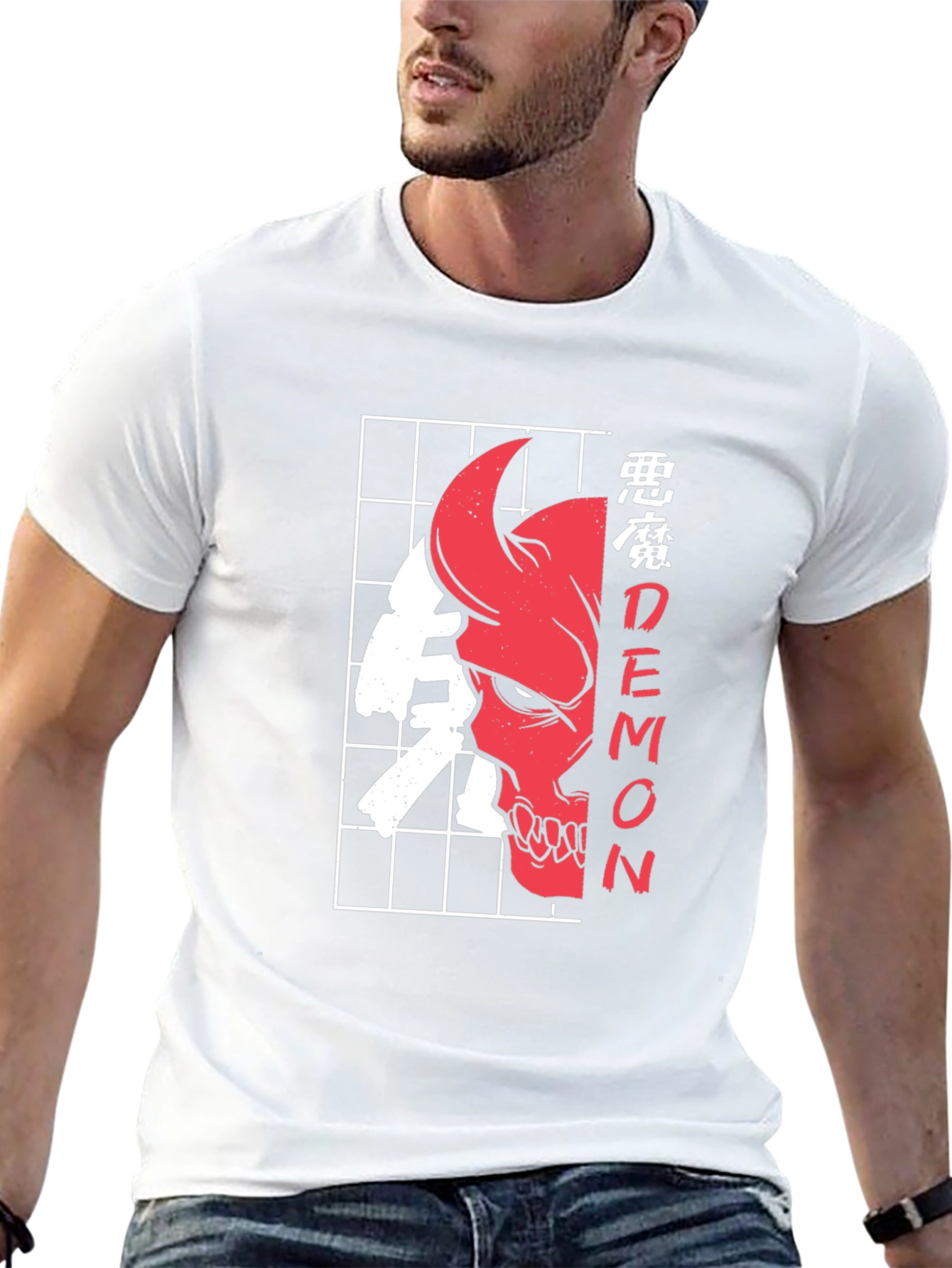 Demon Skull Graphic Tee - Urban Style Black T-Shirt