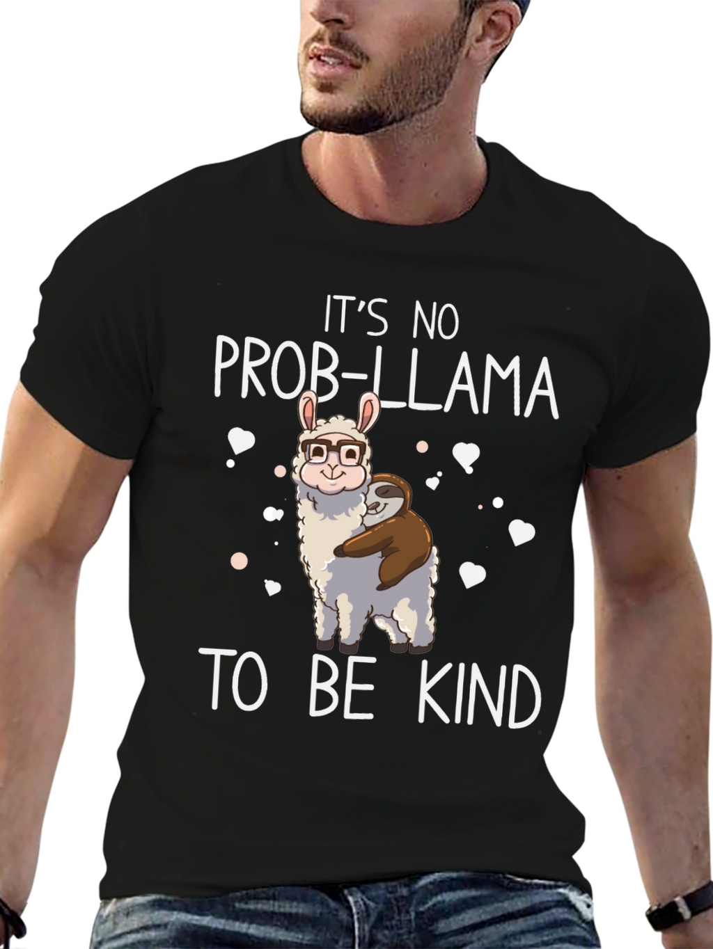 Its No Prob-Llama To Be Kind Black T-Shirt