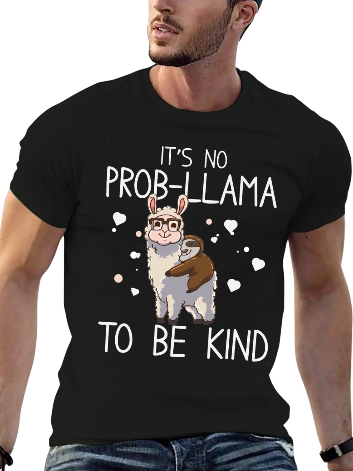 Its No Prob-Llama To Be Kind Black T-Shirt