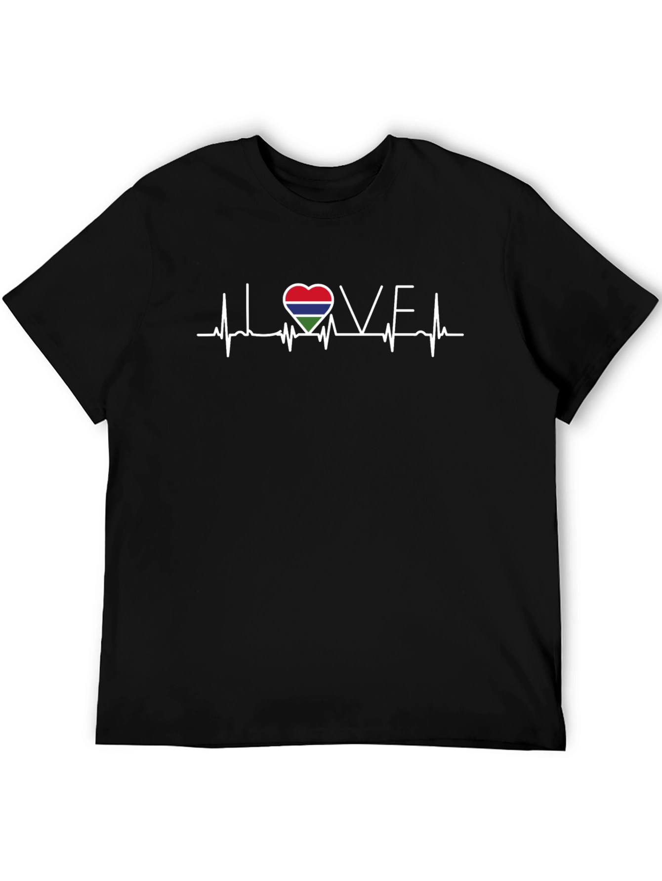 Gambia Love Heartbeat T-Shirt - Black Cotton Tee