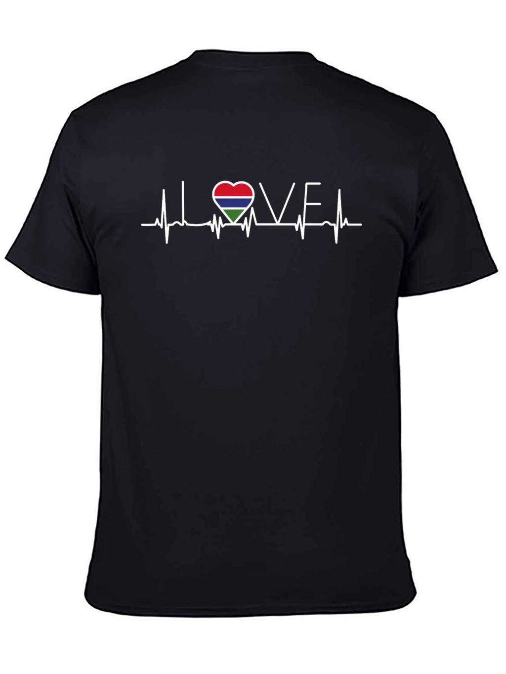 Gambia Love Heartbeat T-Shirt - Black Cotton Tee