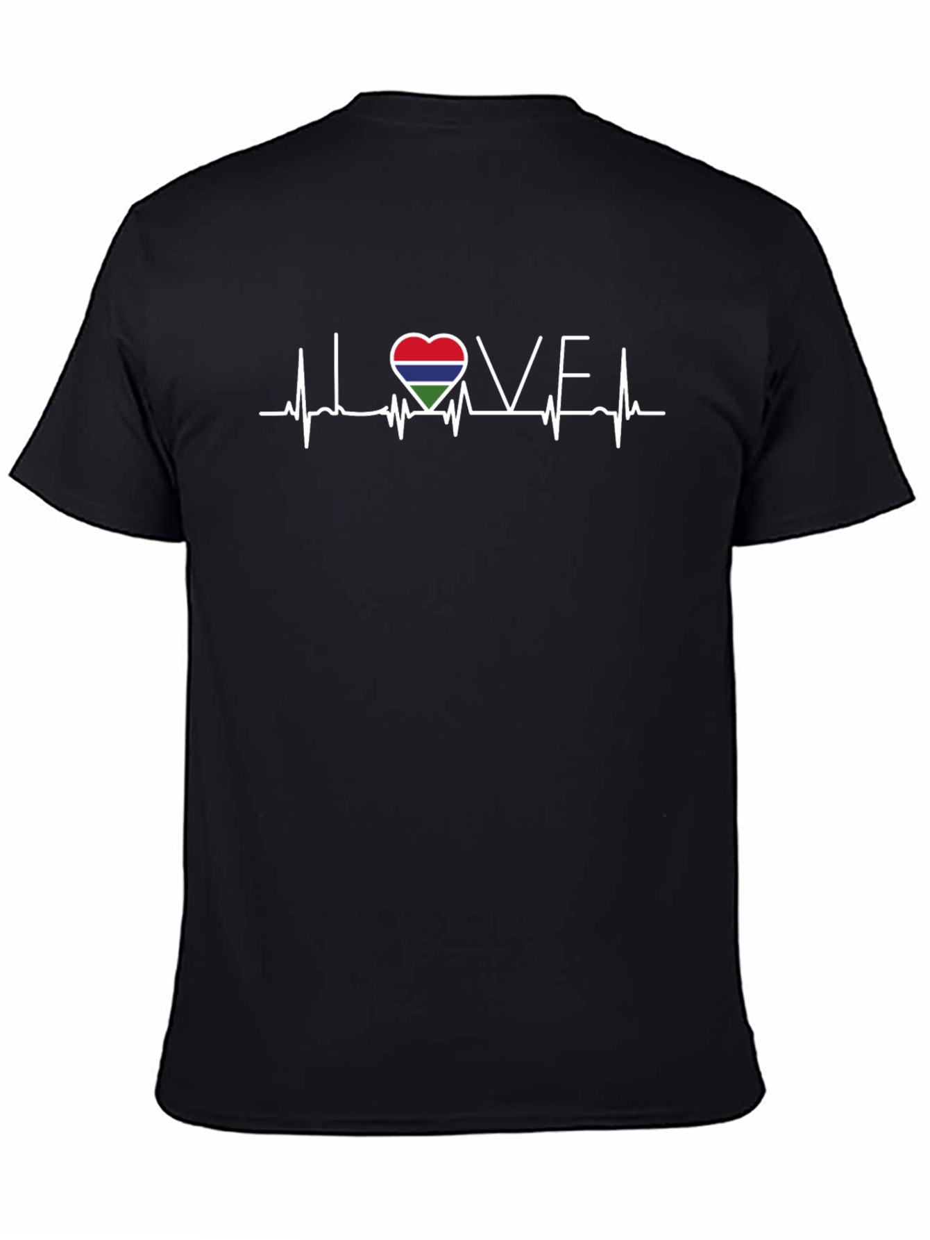 Gambia Love Heartbeat T-Shirt - Black Cotton Tee