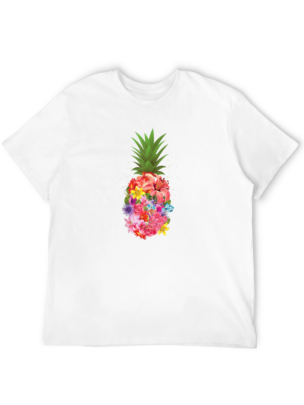 Floral Pineapple Graphic Tee - Black T-Shirt