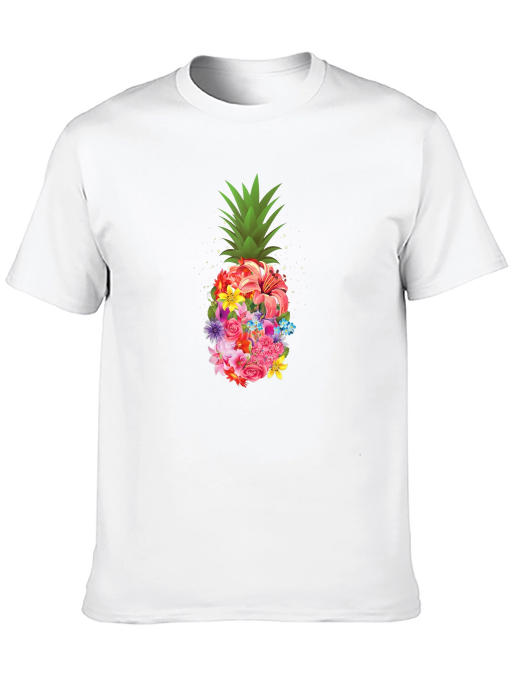 Floral Pineapple Graphic Tee - Black T-Shirt