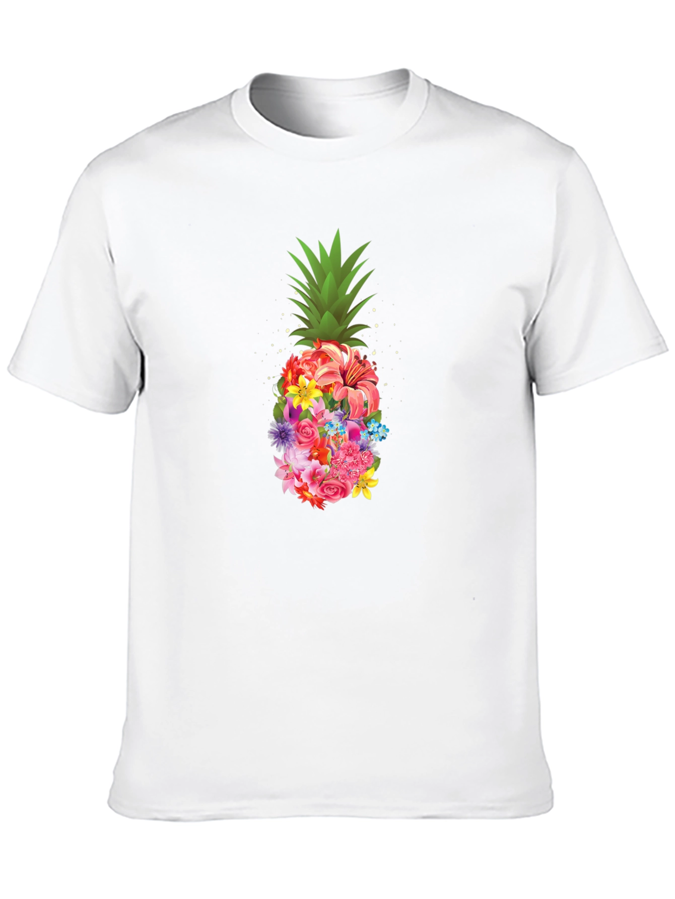 Floral Pineapple Graphic Tee - Black T-Shirt